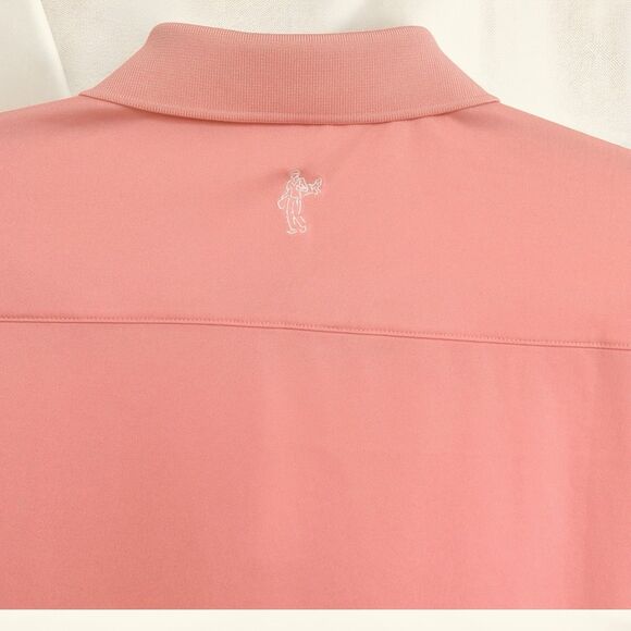 Ashworth Shirt Mens Preppy L Polo Golf Salmon Pink Stripes Comfort Cool Tech - Picture 8 of 10